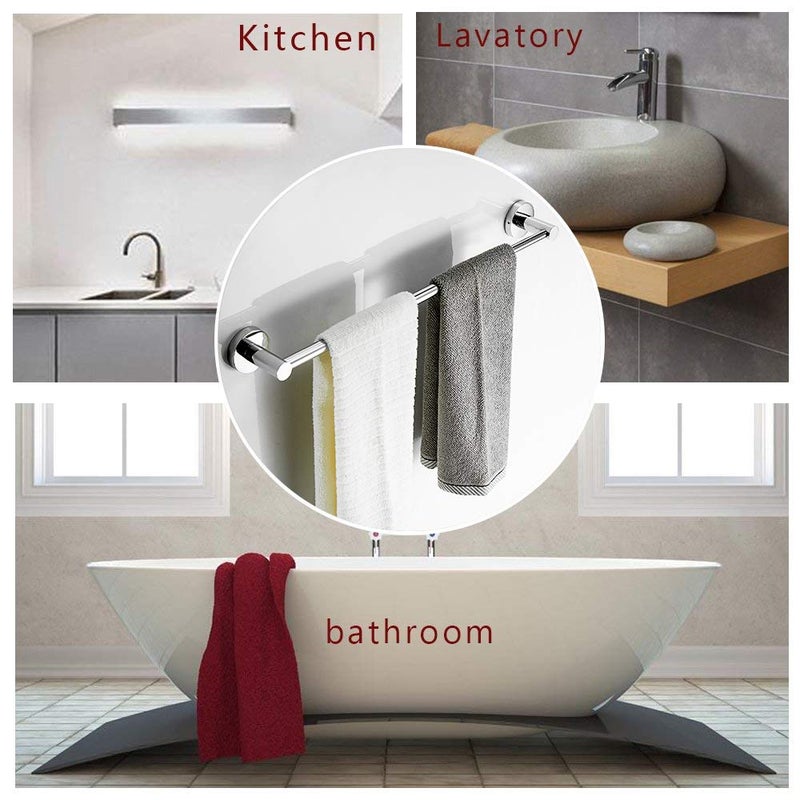 BESy Adjustable 15 to 26 Inch Single Bath Towel Bar Rack for Bathroom Accessories SUS304 Stainless Steel Towel Holder, Wall Mount with Screws Hand Towel Bar Rod Hotel Style, Polished Chrome - Image 3